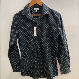 Bar III Navy Patterned Button Down Shirt size S men. NWT